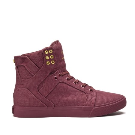 Supra Skytop Womens High Tops Shoes Burgundy UK 08HOI